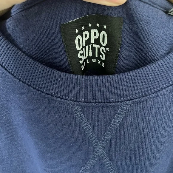 Embroidered Christmas Holiday Sweatshirt Sweater unisex Small Blue Pug crewneck - Picture 5 of 7